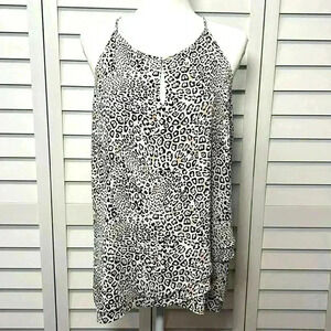 Tahari Leopard Print Halter Layered Keyhole Sleeveless Top Size Medium NWT